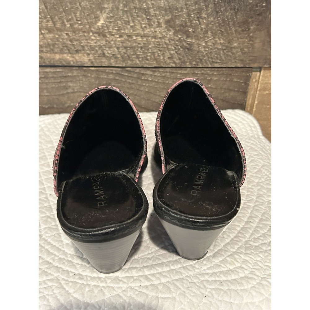 Rampage Western Mules Pink Black Snake Print‎ Pointed Clogs Heel Y2K Cowgirl 9.5 - Picture 6 of 9
